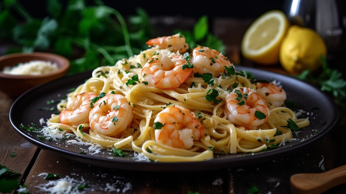 Lemon Garlic Parmesan Shrimp Pasta